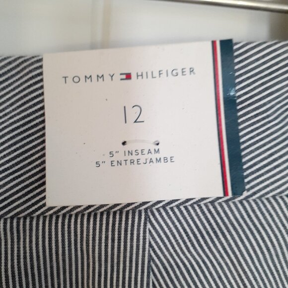 NWT Tommy Hilfiger Blue & White Striped Cotton Shorts 5" Inseam Size 12 - Picture 11 of 12